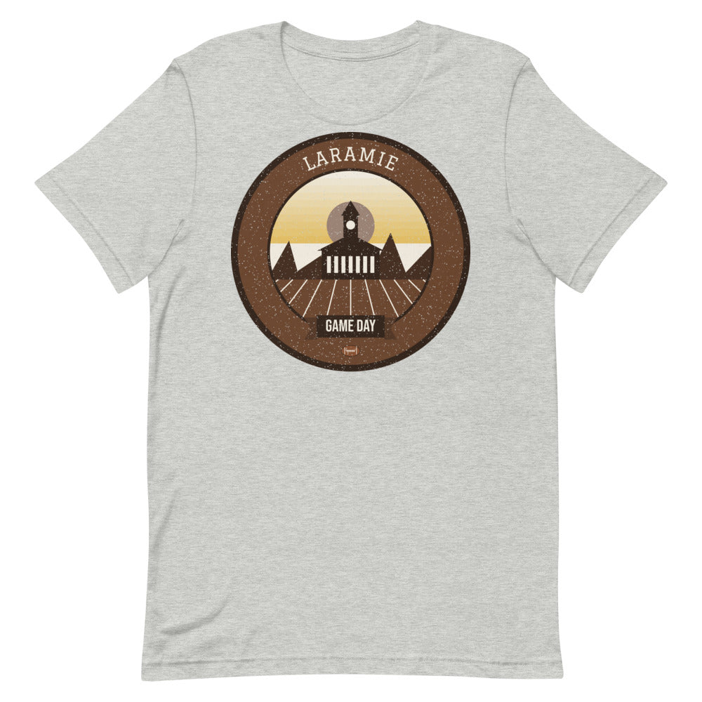 Brown & Gold High Plains Game Day Tee in athletic heather, front