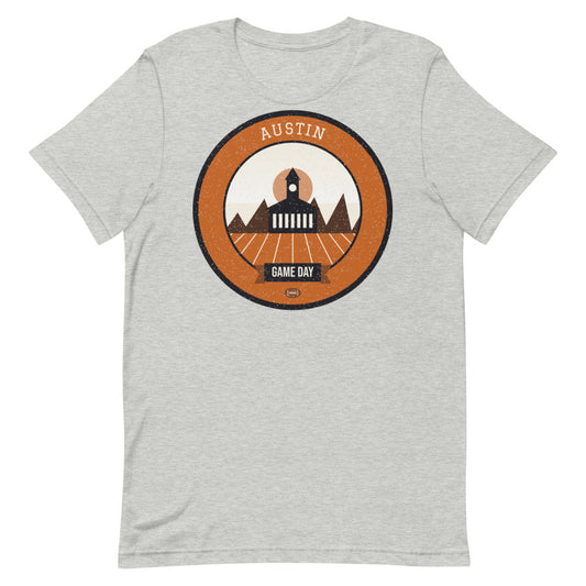Burnt Orange Hill Country Game Day Tee in athletic heather, front