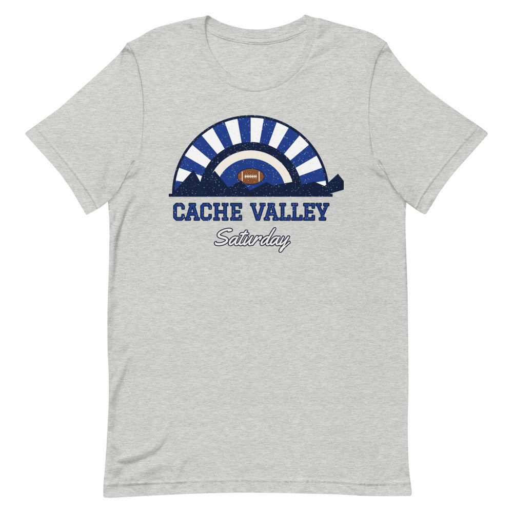 Cache Valley Saturday Tee in athletic heather, front