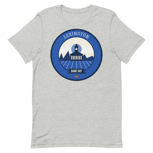 Bluegrass Blue & White Game Day Tee in athletic heather, front