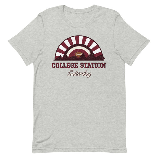 College Station Saturday Tee in athletic heather, front