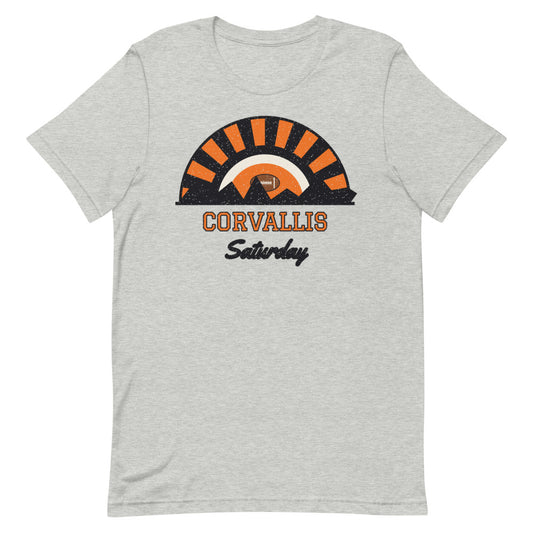 Corvallis Saturday Tee in athletic heather, front