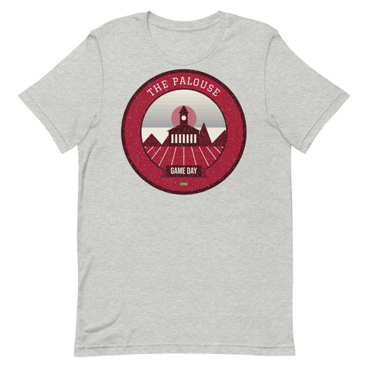 Crimson & Gray Wheat Hills Game Day Tee in athletic heather, front