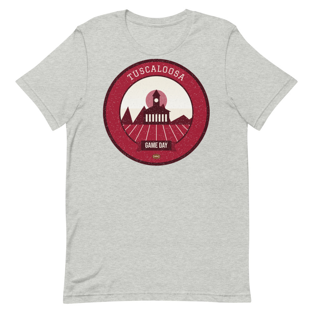 Crimson & White Riverbluff Game Day Tee in athletic heather, front