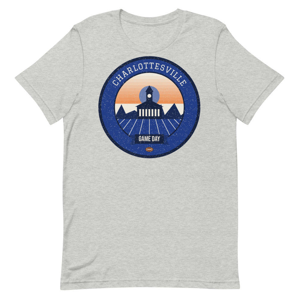 Deep Blue & Orange Blue Ridge Game Day Tee in athletic heather, front