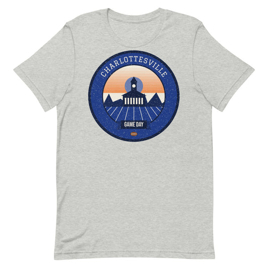 Deep Blue & Orange Blue Ridge Game Day Tee in athletic heather, front