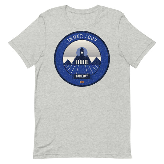 Deep Blue Inner Loop Game Day Tee in athletic heather, front