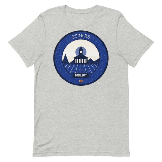 Deep Blue Stone Wall Game Day Tee in athletic heather, front
