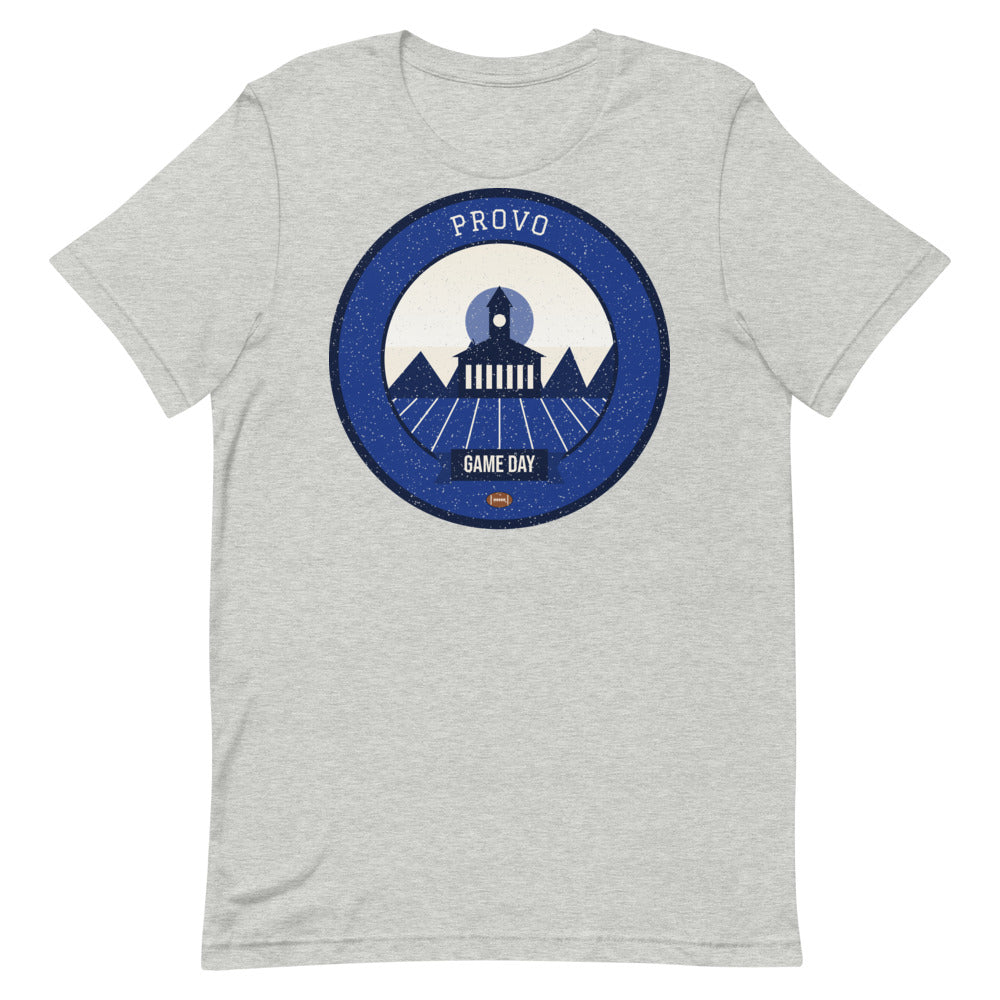 Deep Blue Wasatch Game Day Tee in athletic heather, front