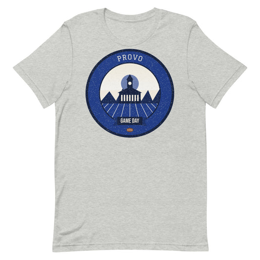 Deep Blue Wasatch Game Day Tee in athletic heather, front