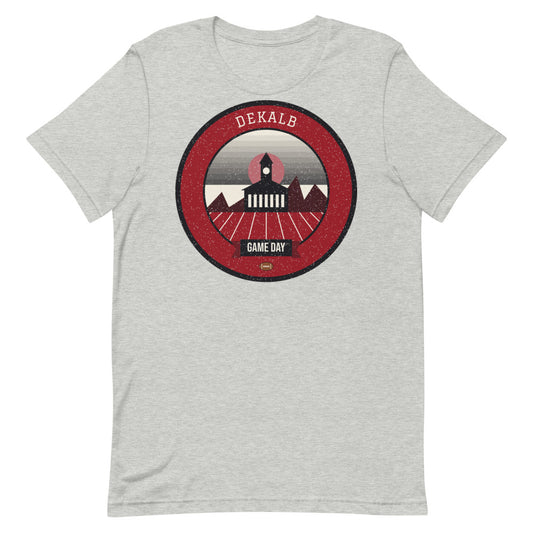Deep Red Crossroads Game Day Tee in athletic heather, front