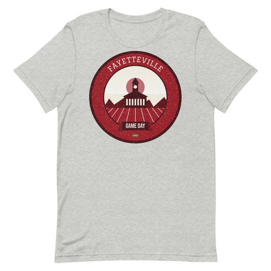 Deep Red Ozark Game Day Tee in athletic heather, front