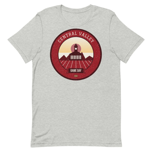 Deep Red Vineyard Game Day Tee in athletic heather, front