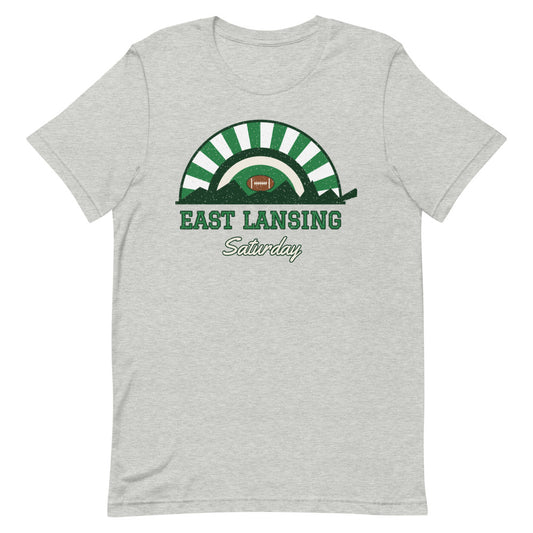 East Lansing Saturday Tee in athletic heather, front