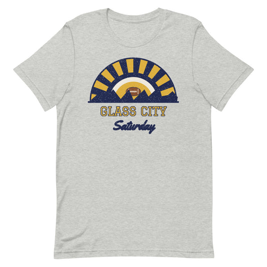 Glass City Saturday Tee in athletic heather, front
