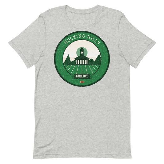 Green & White Hocking Hills Game Day Tee in athletic heather, front
