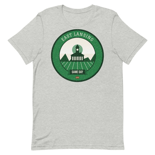 Green & White Red Cedar Game Day Tee in athletic heather, front