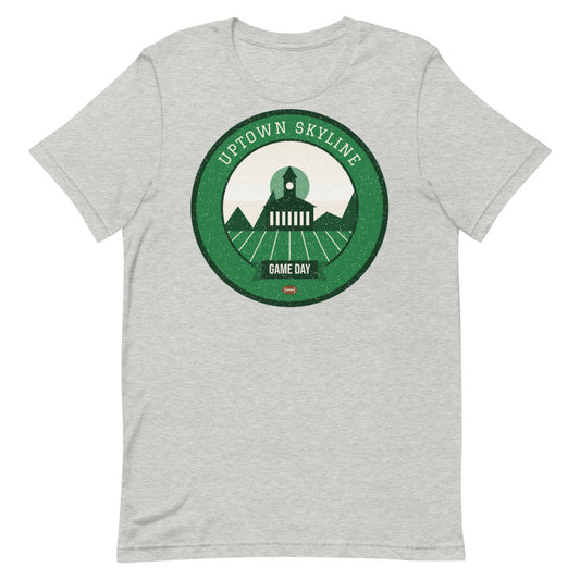 Green & White Uptown Game Day Tee in athletic heather, front