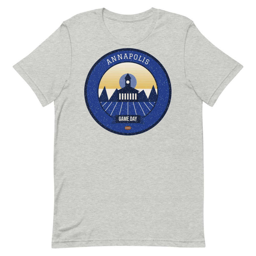 Harbor Blue & Gold Game Day Tee in athletic heather, front