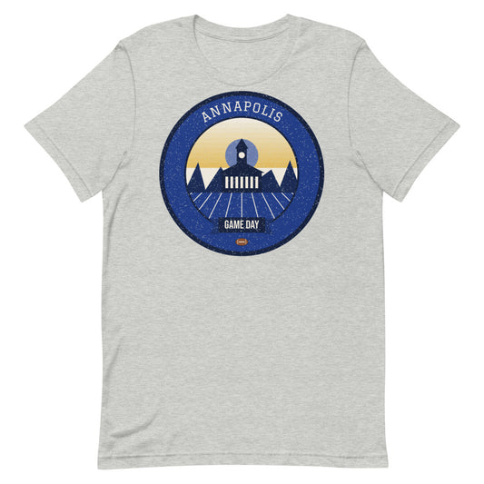 Harbor Blue & Gold Game Day Tee in athletic heather, front