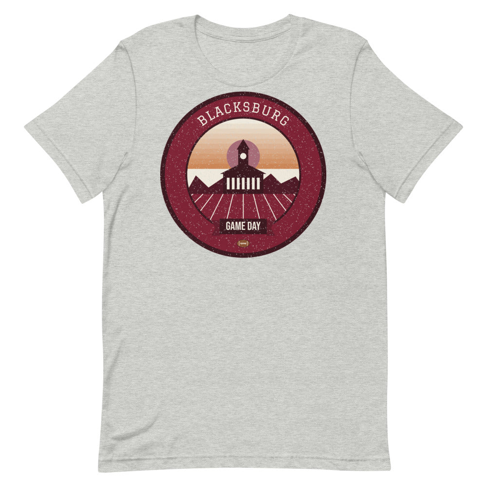 Maroon & Burnt Orange Limestone Game Day Tee in athletic heather, front