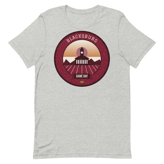 Maroon & Burnt Orange Limestone Game Day Tee in athletic heather, front