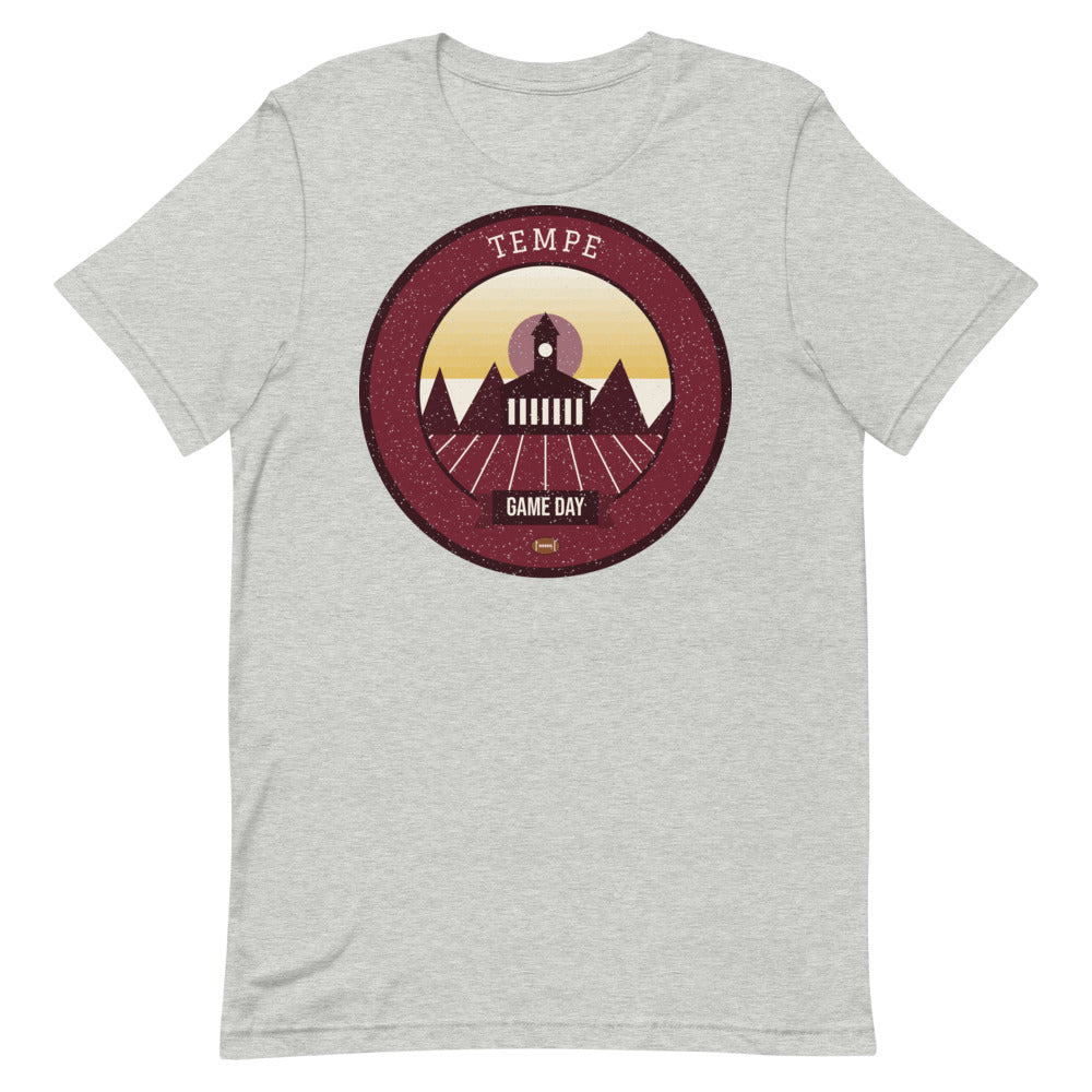 Maroon & Gold Desert Butte Game Day Tee in athletic heather, front