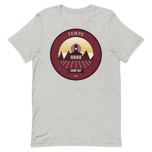 Maroon & Gold Desert Butte Game Day Tee in athletic heather, front