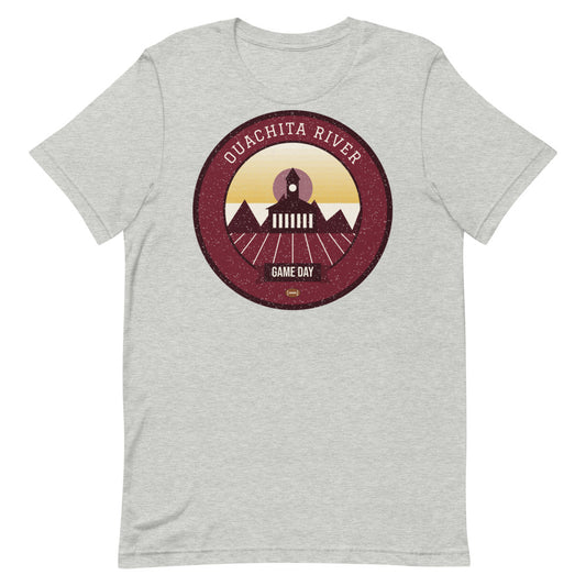 Maroon & Gold Riverboat Game Day Tee in athletic heather, front