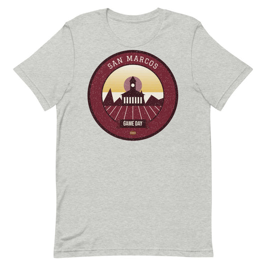 Maroon & Gold Spring River Game Day Tee in athletic heather, front