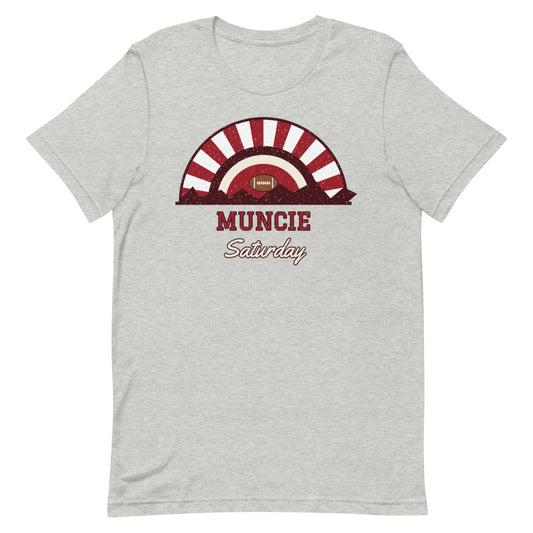 Muncie Saturday Tee in athletic heather, front