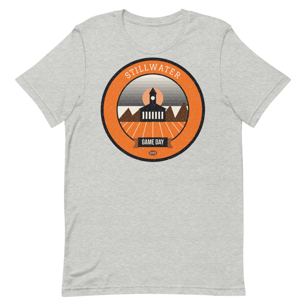 Orange & Black Prairie Brick Game Day Tee in athletic heather, front