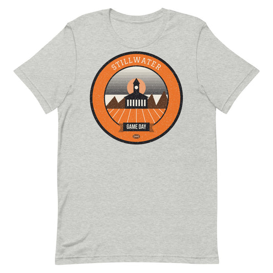Orange & Black Prairie Brick Game Day Tee in athletic heather, front