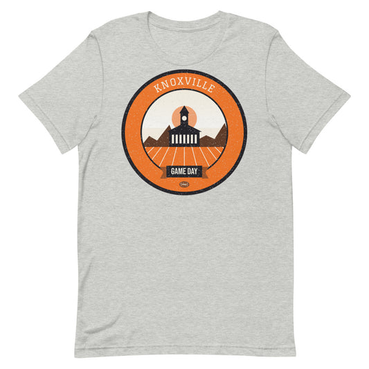 Orange & White Checkerboard Game Day Tee in athletic heather, front