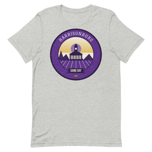 Purple & Gold Shenandoah Game Day Tee in athletic heather, front