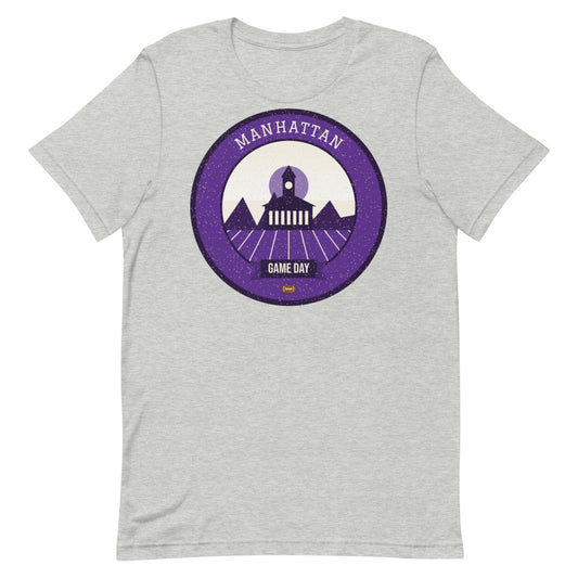 Purple Flint Hills Game Day Tee in athletic heather, front