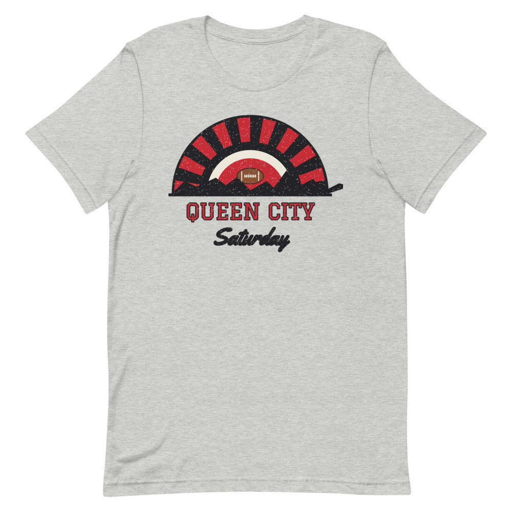 Queen City Saturday Tee in athletic heather, front