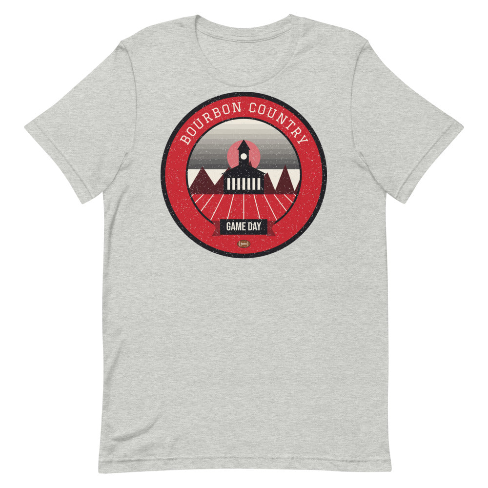 Red & Black Riverfront Game Day Tee in athletic heather, front