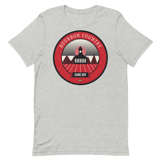 Red & Black Riverfront Game Day Tee in athletic heather, front