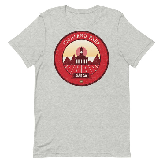 Red & Blue Highland Brick Game Day Tee in athletic heather, front
