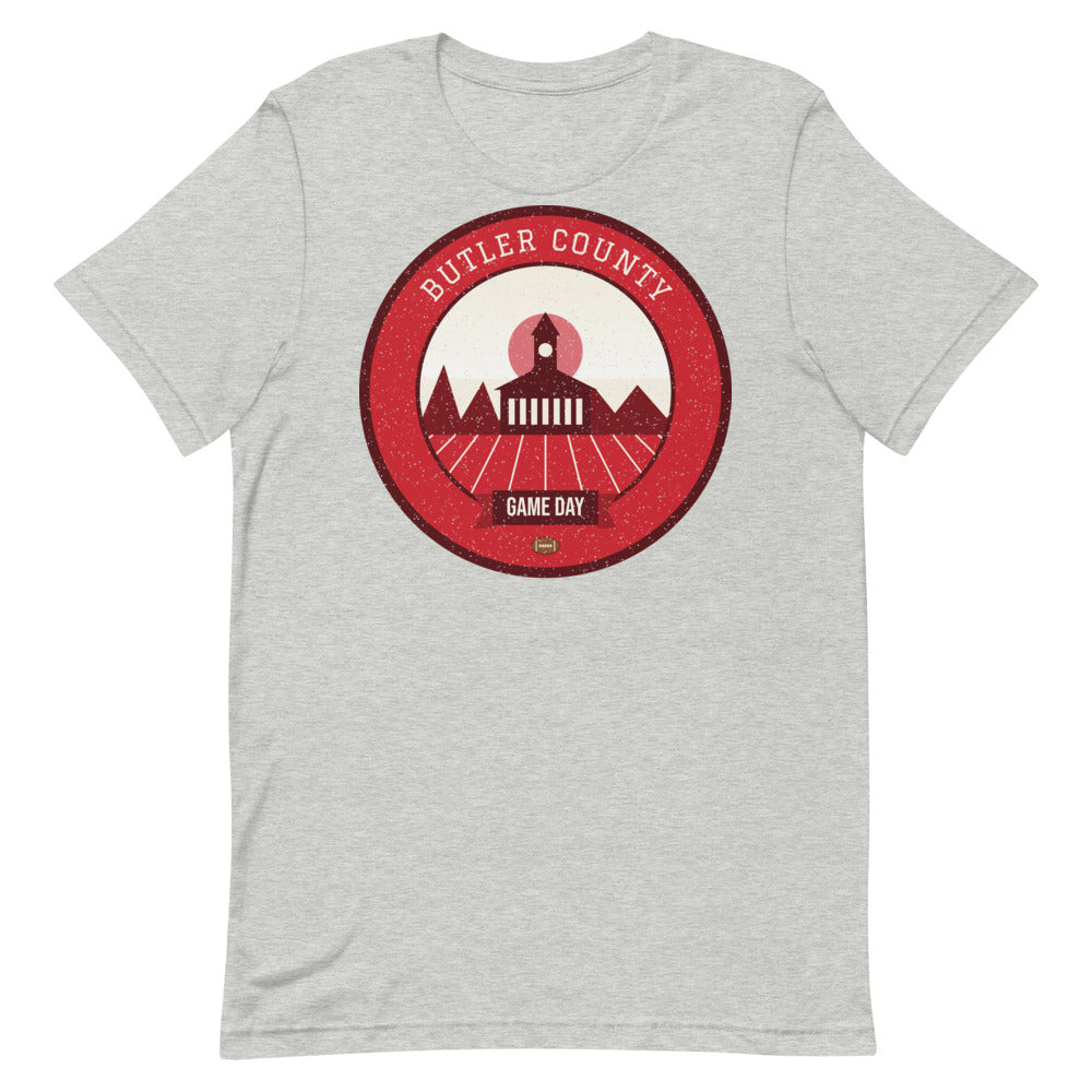 Red & White Georgian Brick Game Day Tee in athletic heather, front