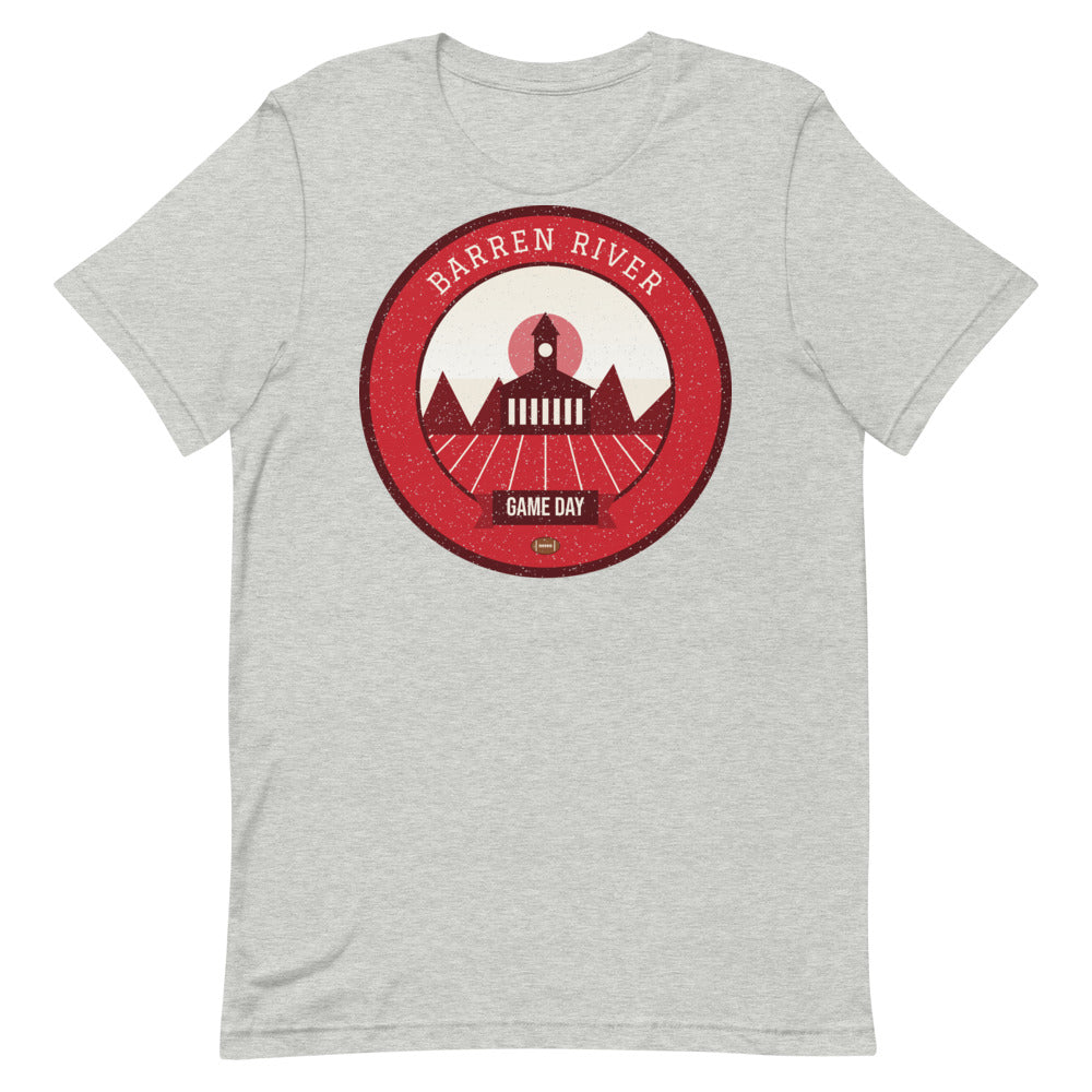 Red & White River Heights Game Day Tee in athletic heather, front