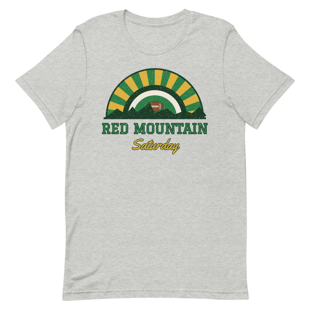 Red Mountain Saturday Tee in athletic heather, front