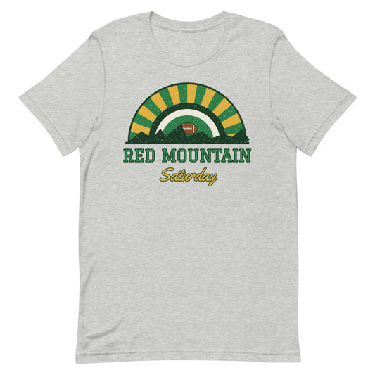 Red Mountain Saturday Tee in athletic heather, front