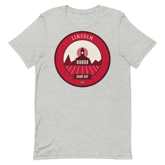 Scarlet & Cream Plains Game Day Tee in athletic heather, front