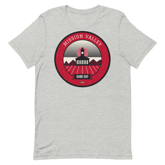 Scarlet Mission Valley Game Day Tee in athletic heather, front
