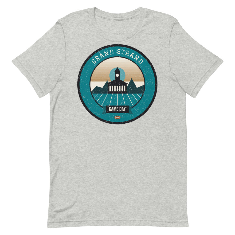 Teal & Bronze Pier Game Day Tee in athletic heather, front