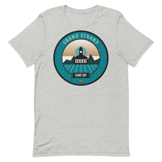 Teal & Bronze Pier Game Day Tee in athletic heather, front