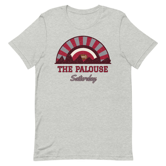 The Palouse Saturday Tee in athletic heather, front