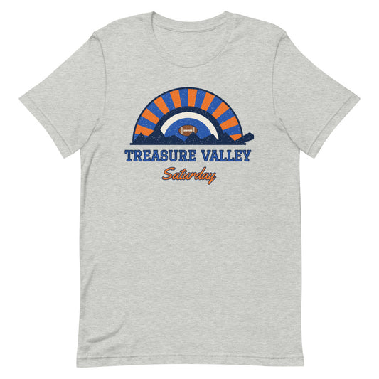 Treasure Valley Saturday Tee in athletic heather, front